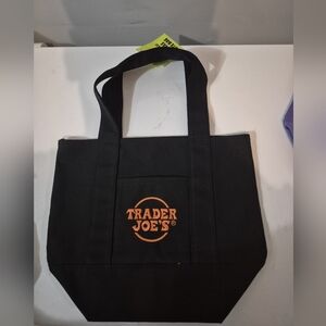 Trader Joe's Black Mini Halloween Tote Bag with Orange Logo